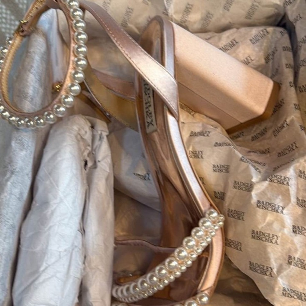 Badgley Mischka Pink Pearl Strappy Sandals